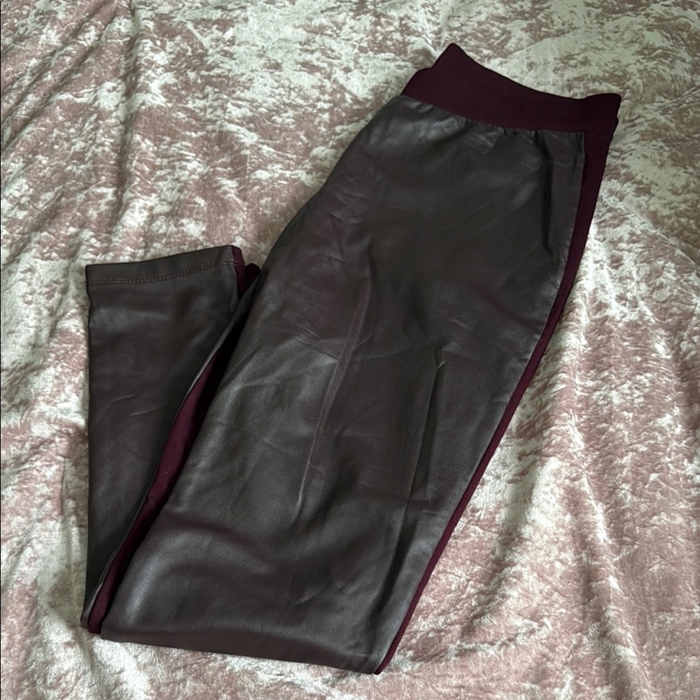 Burgundy Faux Leather Pants